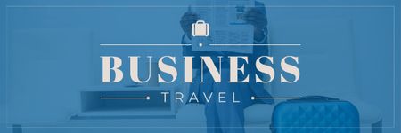 Businessman with Travel Suitcase Email header Design Template