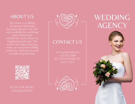 Offer of Wedding Agency with Beautiful Bride Smiling Brochure 8.5x11in Design Template
