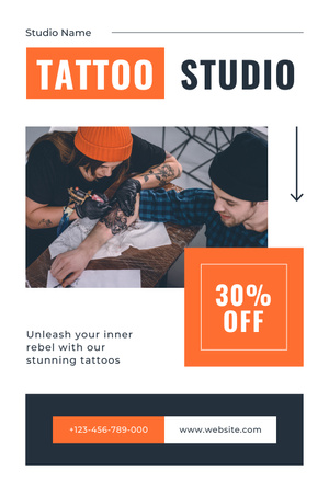 Workflow And Tattoo Studio Service With Discount Pinterest Design Template