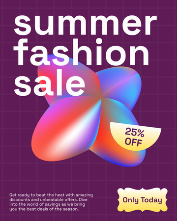 Summer Fashion Sale Ad with Abstract 3D Illustration Instagram Post Vertical – шаблон для дизайна
