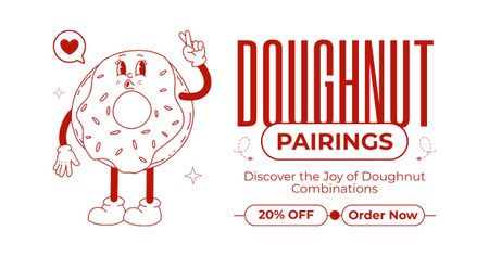 Donut Mağazasında Yaratıcı İllüstrasyonlu Donut Kombinasyonları Reklamı Facebook AD Tasarım Şablonu
