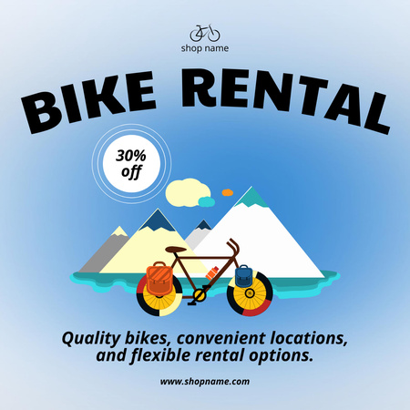 Seyahat Turları için Bisiklet Kiralama Instagram AD Tasarım Şablonu