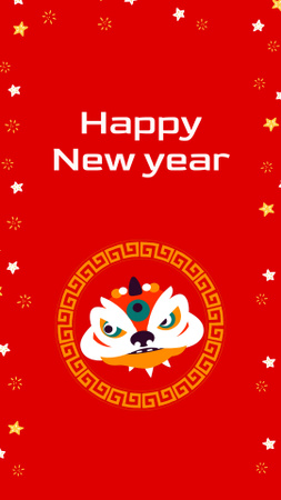 Cute New Year Greeting with Dragon Instagram Video Story Design Template