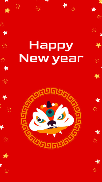 Cute New Year Greeting with Dragon Instagram Video Story Modelo de Design