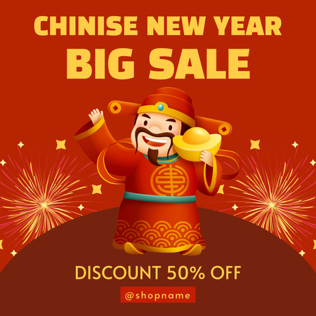 Ontwerpsjabloon van Instagram van Chinees Nieuwjaar grote verkoop