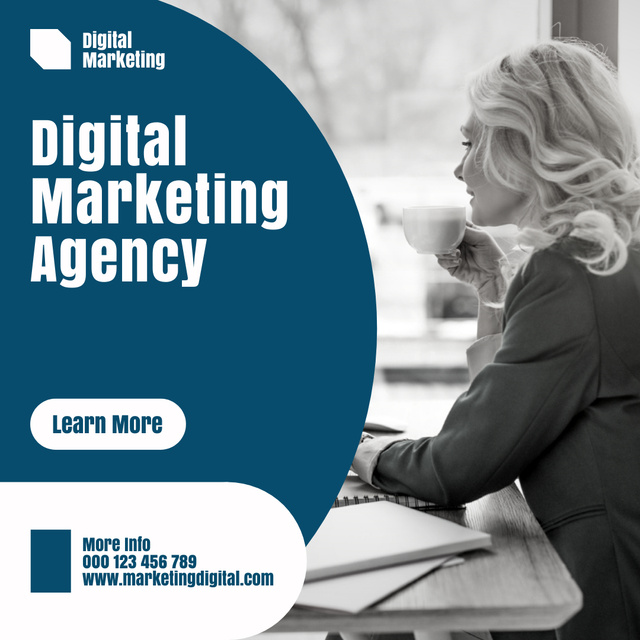 Digital Marketing Agency Services on Blue Instagram Design Template