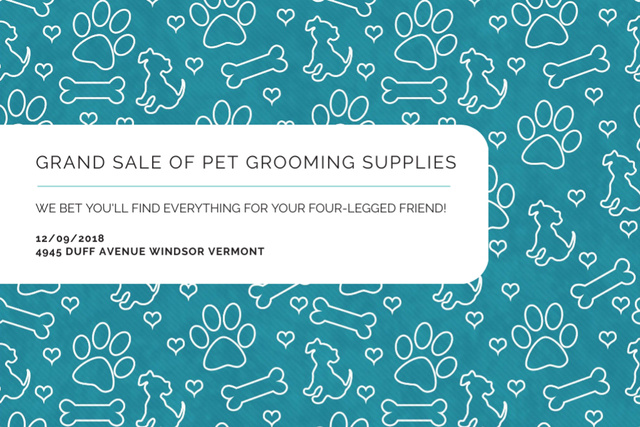 Designvorlage Grand sale of pet grooming supplies für Gift Certificate