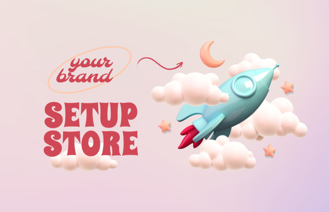 Online Store Advertising on Pink Business Card 85x55mm – шаблон для дизайна