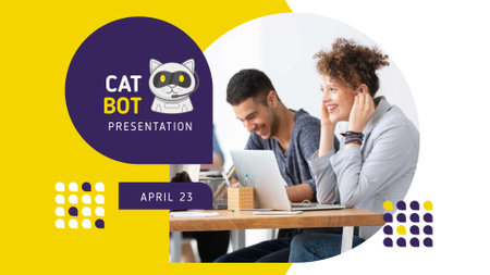 Bot Presentation Announcement with People using laptops FB event cover – шаблон для дизайна