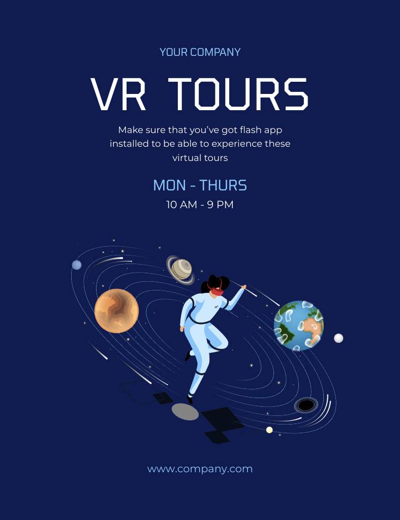 Ontwerpsjabloon van Invitation 13.9x10.7cm van Virtual Tours in Outer Space