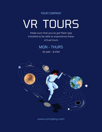 Template di design Tour virtuali nello spazio Invitation 13.9x10.7cm