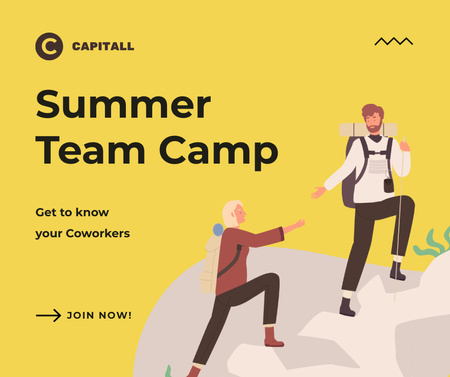 Summer Team Camp Facebookデザインテンプレート