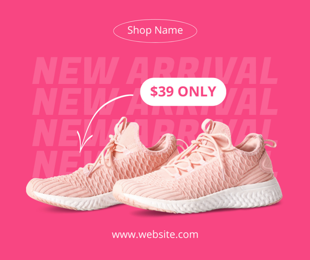 New Arrival of Pink Sneakers Facebook Design Template