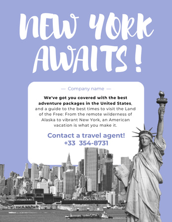 Oferta de viagens turísticas para Nova York com vista para a cidade Poster 8.5x11in Modelo de Design