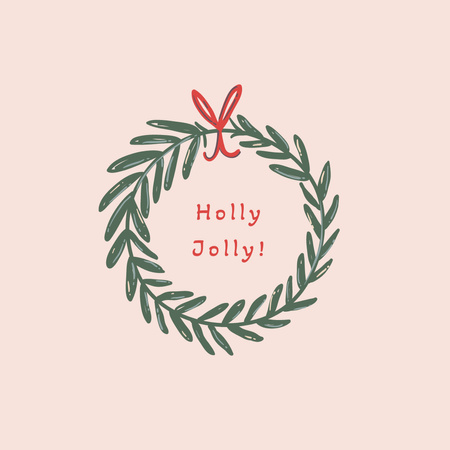 Bájos karácsonyi üdvözlet bézs színű ünnepi koszorúval Instagram tervezősablon