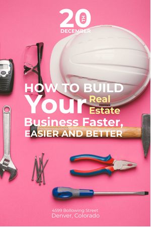 Épület üzleti építőipari eszközök a rózsaszín Tumblr tervezősablon
