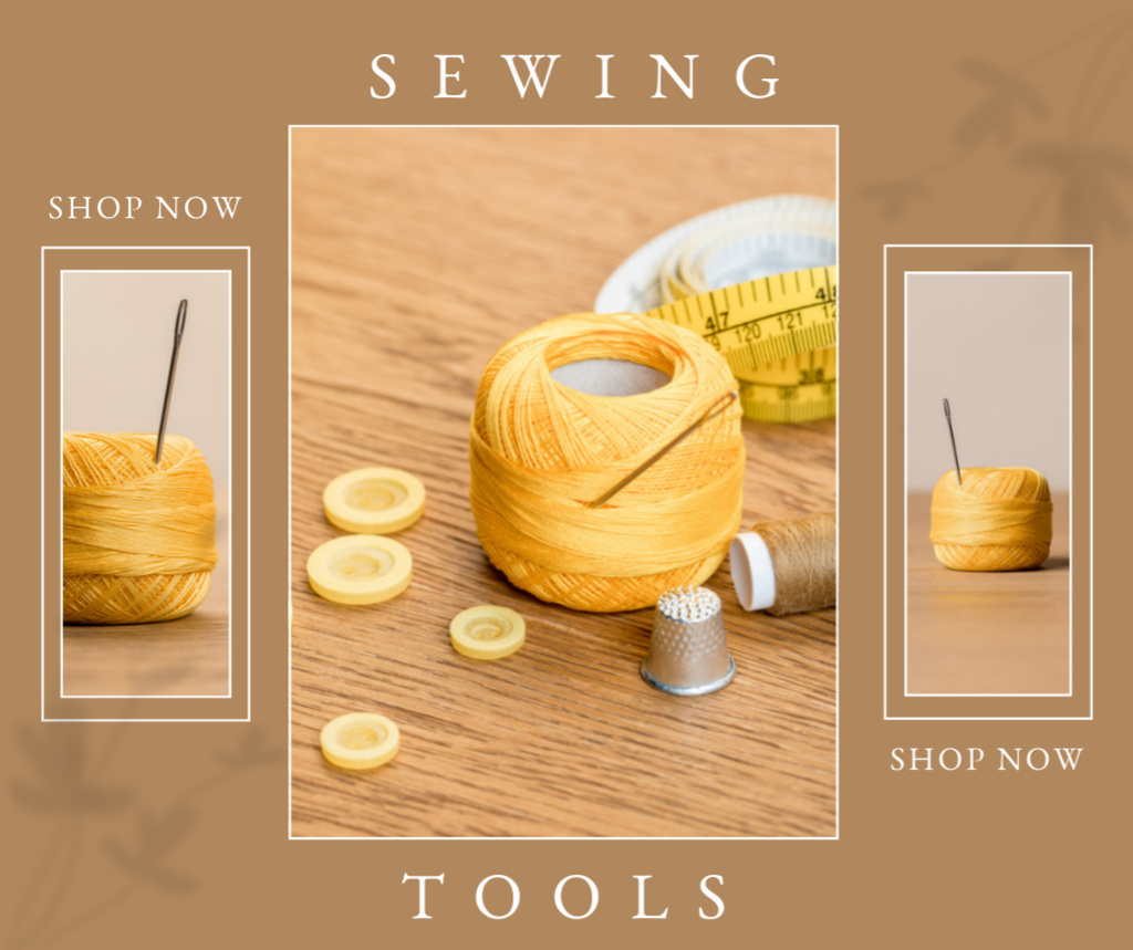Sewing tools and equipment Facebookデザインテンプレート