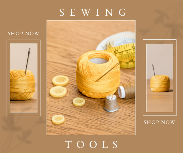 Ontwerpsjabloon van Facebook van Sewing tools and equipment