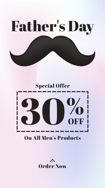 Father's Day Special Offer with Mustache Instagram Story Modelo de Design