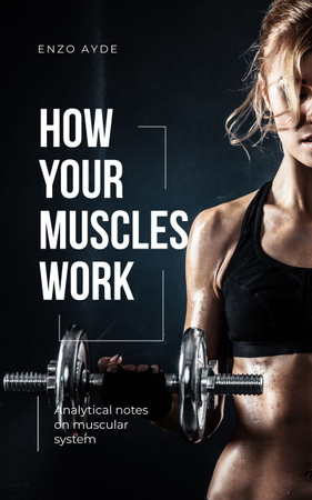 Muscular System Guide Woman Lifting Dumbbell Book Coverデザインテンプレート