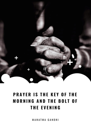Hands Clasped In Religious Prayer Postcard A6 Vertical Tasarım Şablonu