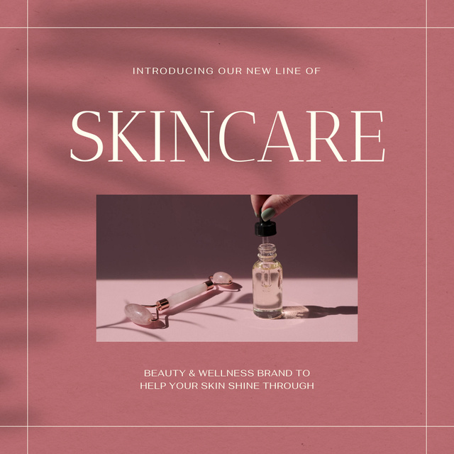 Skincare Ad with Cosmetic Oil Animated Post Design Template