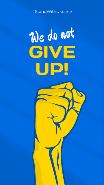 Designvorlage Call to Stop War in Ukraine with Yellow Hand für Instagram Story