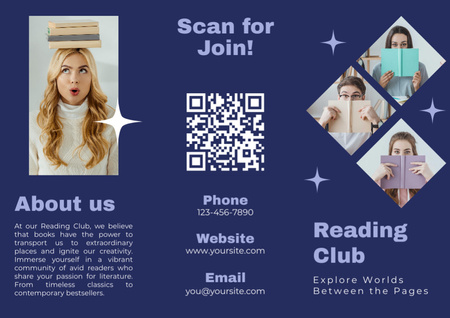 Reading Club Informational Bulletin Brochureデザインテンプレート