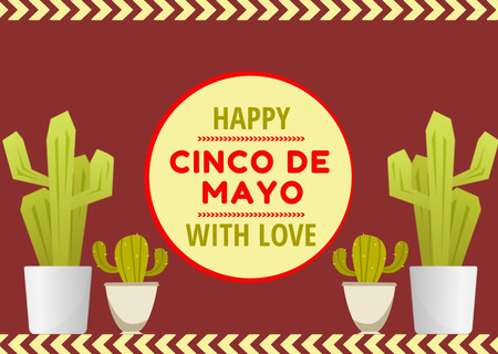 Cinco De Mayo Celebration With Cacti Card Design Template