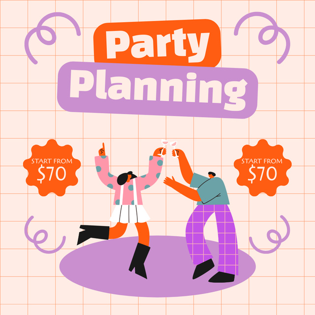Guy and Girl Having Fun at Party Instagram AD – шаблон для дизайну