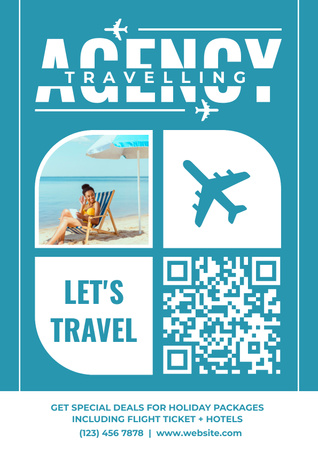 Woman on Vacation Relaxing on Beach Poster Design Template