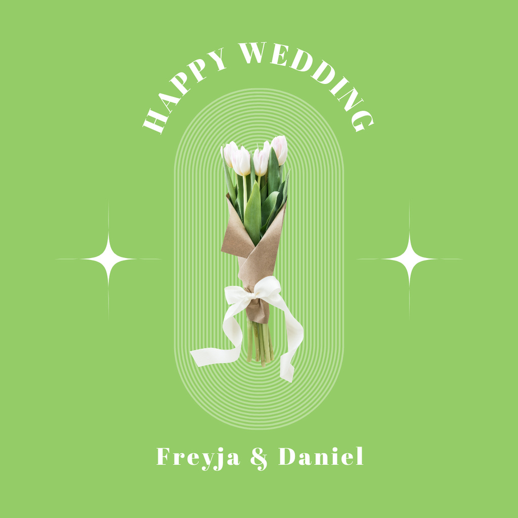 Greeting Wedding Card with Tulips Instagramデザインテンプレート