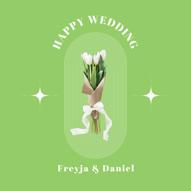 Greeting Wedding Card with Tulips Instagram Design Template