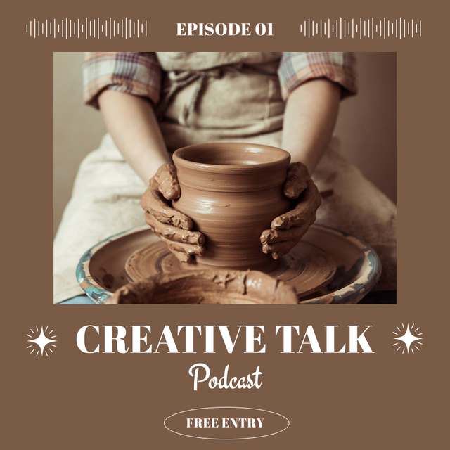 Creative Podcast Episode with Pottery Craft Podcast Coverデザインテンプレート