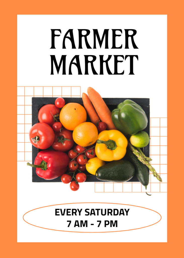 Fresh Vegetables Farmers Market Announcement Flayer Tasarım Şablonu