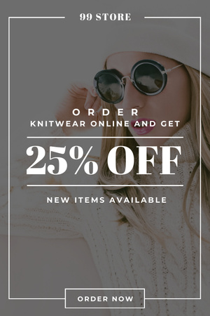 Online order discount Offer with Stylish Woman Pinterest Design Template