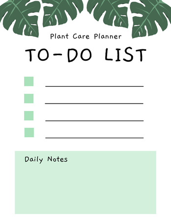 Template di design elenco di controllo botanico per la cura delle piante Notepad 8.5x11in