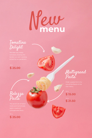 Template di design piatto di pasta con pomodori Pinterest