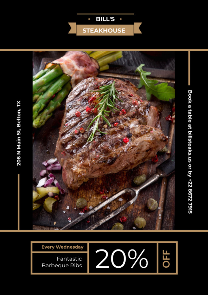 Top Quality Delicious Steak Offer Flyer A5 Design Template