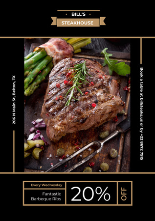 Restaurant Offer delicious Grilled Steak Flyer A5 Design Template