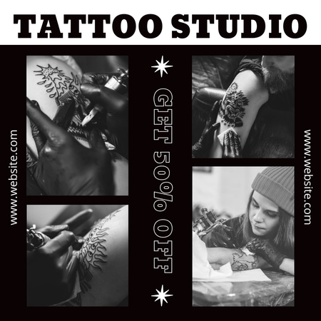 Plantilla de diseño de Servicio de Tatuador Profesional Con Descuento En Estudio Instagram 