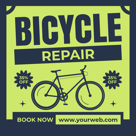 Plantilla de diseño de Oferta de mantenimiento y reparación de bicicletas en verde Instagram AD 