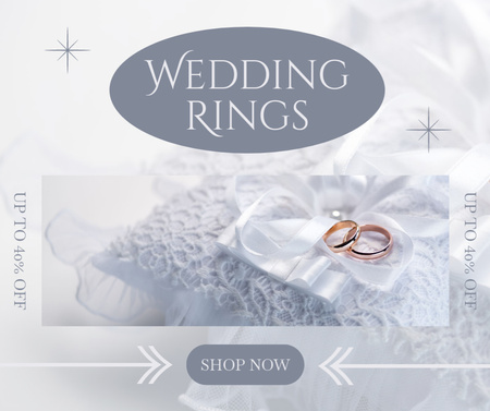 Gold Wedding Rings on White Pillow Facebook Design Template
