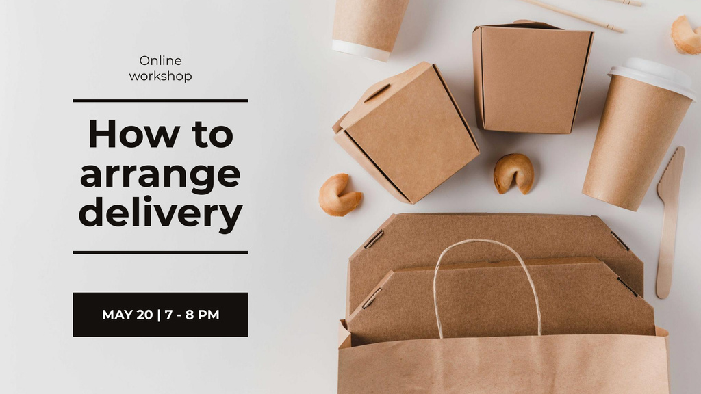 Template di design Delivery Workshop offer with Noodles in box FB event cover