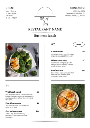 Business Lunches in Restaurant Green Menu Design Template