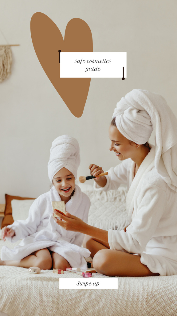 Szablon projektu Safe Cosmetics Guide with Mother and Daughter doing Makeup Instagram Story