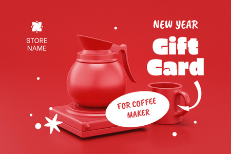 New Year Offer of Coffee Maker Gift Certificate Design Template
