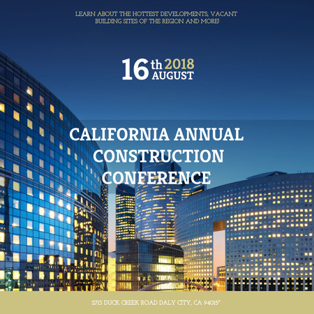 Construction Conference modern Glass Buildings Instagram AD Design Template