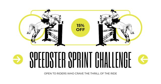 Designvorlage Thrilling Sprint Challenge For Equestrian Racers für Facebook AD