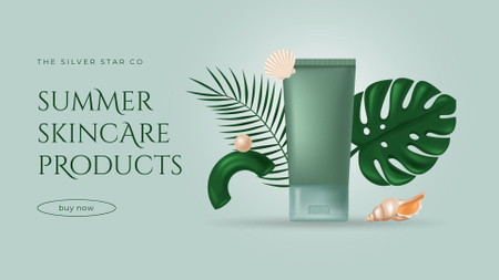 Sun Protection Skin Products Offer on Green with Leaves Full HD video Design Template